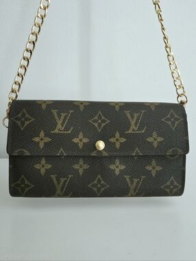 Authentic LOUIS VUITTON‎ LV Monogram Vintage Long Wallet WOC Crossbody Clutch